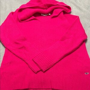 Vineyard Vines Women’s Hot Pink Ribbed Hooded Sweater